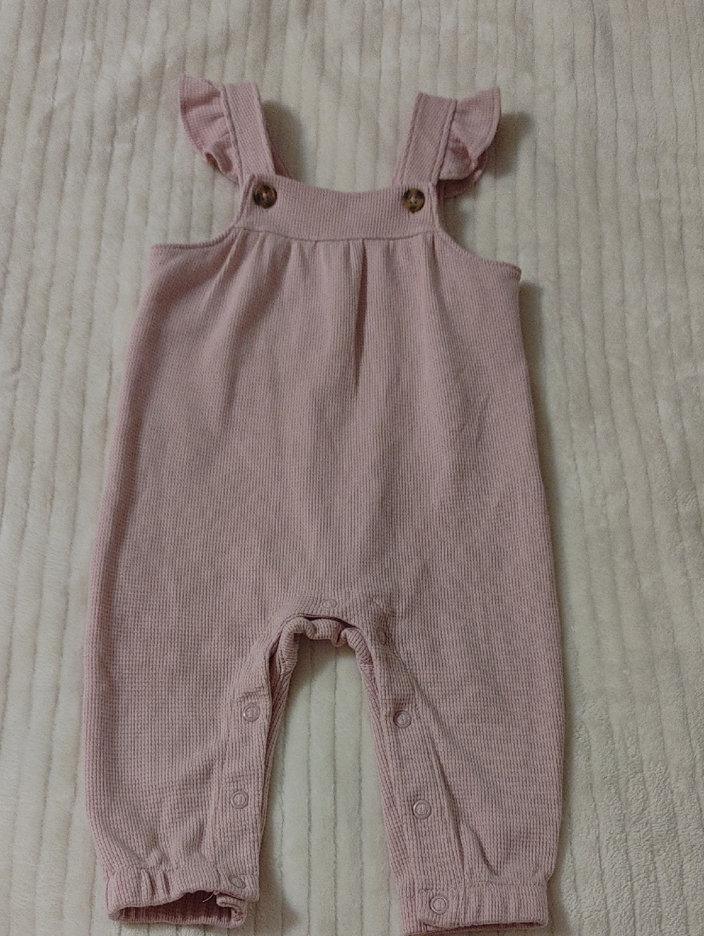 Carter's Light Pink Ruffle-Shoulder Knit Romper